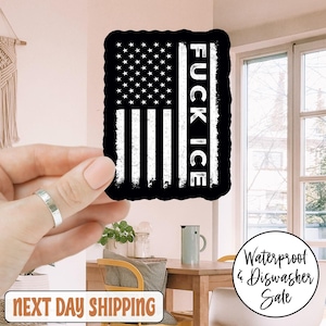 Vintage American Flag Fck Ice Sticker/Car Magnet, Abolish ICE Sticker, Protest Sticker, Resist Sticker, FDT Anti Trump Sticker, Anti ICE
