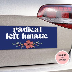 Autocollant/aimant de voiture lunatique radical gauche, autocollant de résistance, autocollant de protestation politique, autocollant anti-atout, autocollant démocrate cadeau pour libéral