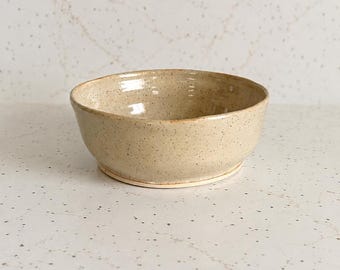 Small Handmade Stoneware Bowl, Oatmeal Speckled Ceramic Snack Dish