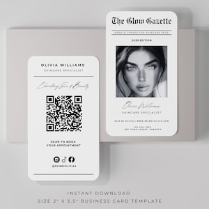 Szablon wizytówki dla gazety z kosmetykami, kod QR (do pobrania w wersji cyfrowej) zdjęcie 1