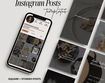 Hormone Health Coach Instagram Templates, Wellness Nutrition Canva (50 Square Posts & Stories)