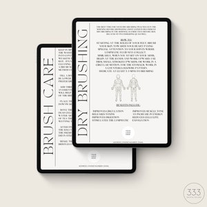 Puede incluir: Una gu&iacute;a digital sobre el cepillado en seco, con instrucciones sobre c&oacute;mo cepillarse en seco y los beneficios del cepillado en seco. La gu&iacute;a incluye ilustraciones del cuerpo que muestran d&oacute;nde cepillarse.