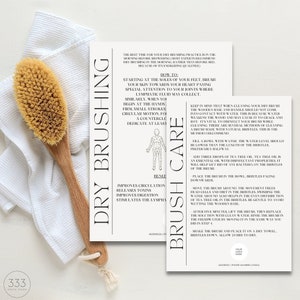 Cartes de brosse pour le corps sec modifiables, modèle Canva, cartes clients, soins ultérieurs à emporter à la maison, instructions et soins, guide d’exfoliation, guide de brosse pour le corps