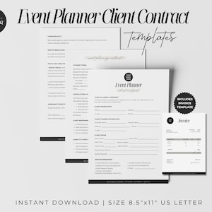 Event Planning Template, Contract Template, Event Coordinator, Planner Contract, Client Intake Form, Wedding Planner, Event Planning Forms