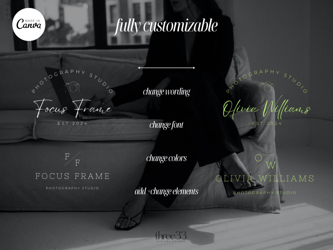Canva Business Logos, Editable Logo Design, Photographer Logo, Branding