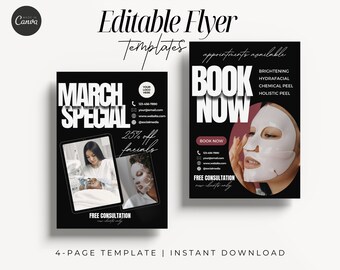 Editable Esthetician Flyer Template, Beauty Spa, Social Media (Canva)