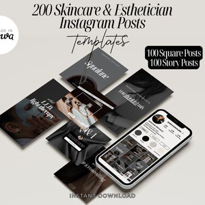skincare instagram, esthetician template, skincare posts, esthetician posts, skincare templates, beauty instagram, skincare stories, canva