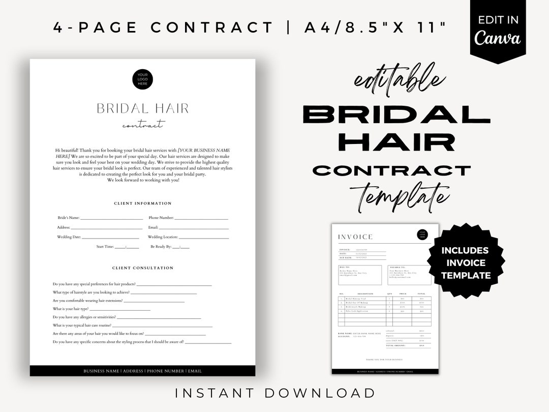 bridal-hair-contract-template-hair-stylist-form-wedding-etsy