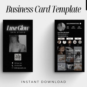 Instagram Visitenkarte, IG Visitenkarte, Kosmetikerin Vorlagen, Beauty Visitenkarte, Lash Tech, QR Code Visitenkarte, Canva
