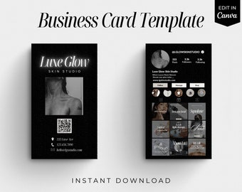 Instagram Business Card Template, Esthetician, Lash Tech (Canva)
