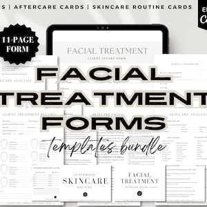 Facial Treatment Forms, Editable Esthetician Templates, Skincare Routine, Beauty Salon Forms, Client Intake, Facial Consultation Form