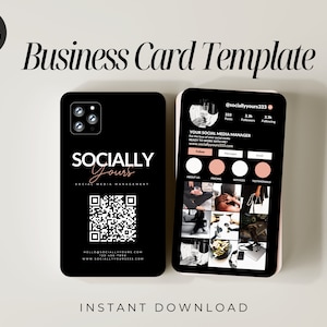 Modèle de carte de visite, carte de visite Instagram, carte de visite Instagram pour téléphone portable, modèle réseaux sociaux, carte de visite code QR, toile