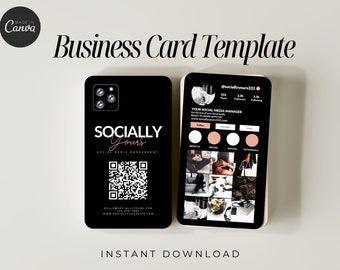 Business Card Template, Instagram Business Card, Cell Phone Instagram Business Card, Social Media Template, QR Code Business Card, Canva