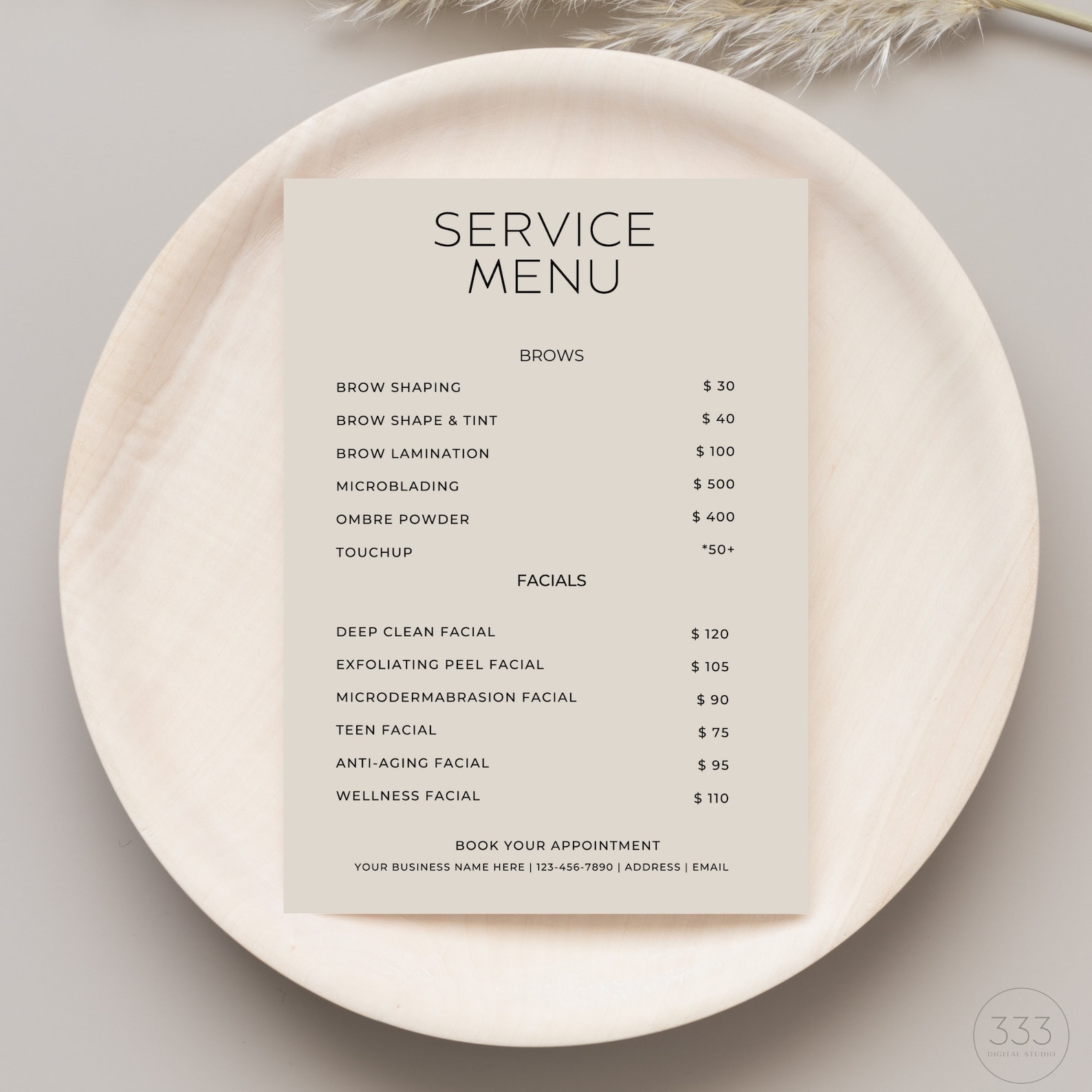 Editable Price List Template Service Menu Canva Template Etsy Canada