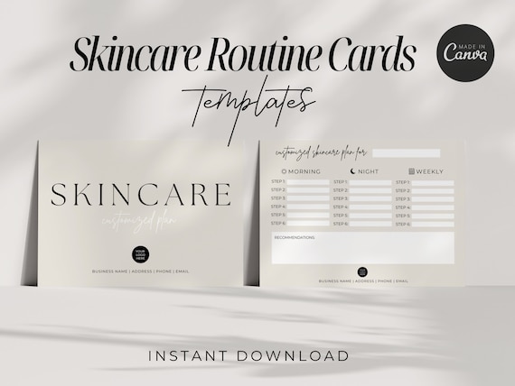 Skincare Routine Cards, Editable Esthetician Templates, Facial Treatment Forms, Client Aftercare Cards, Edit in Canva, Instant Download,