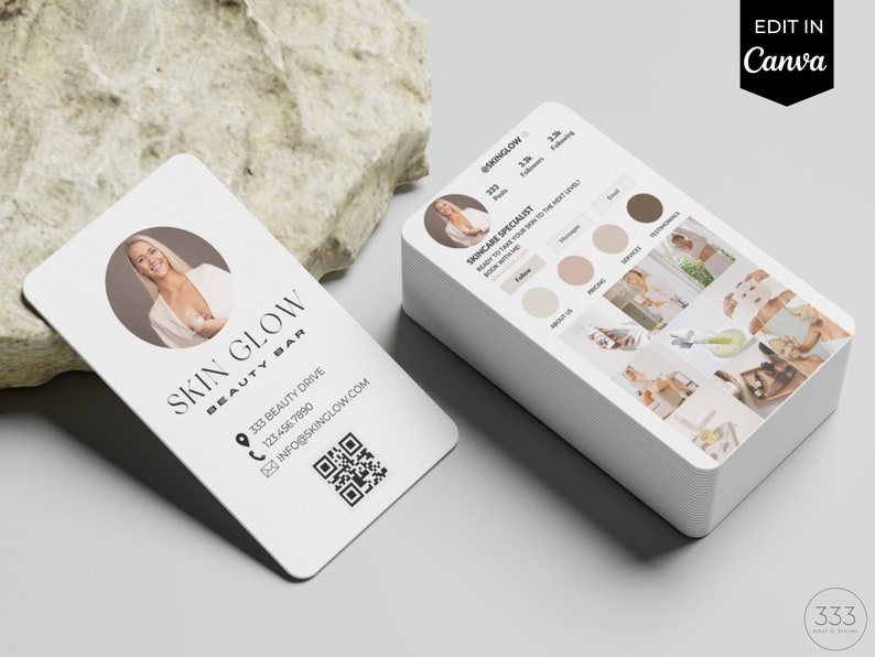 Instagram Business Card, Editable Esthetician Templates, Business Card Template, Skincare Template, QR Code Business Card, Small Business image 1