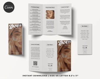 Esthetician Trifold Brochure Template, Skincare Template, Trifold Med Spa Template, Esthetician Template, Canva Brochure, Esthetician Flyer
