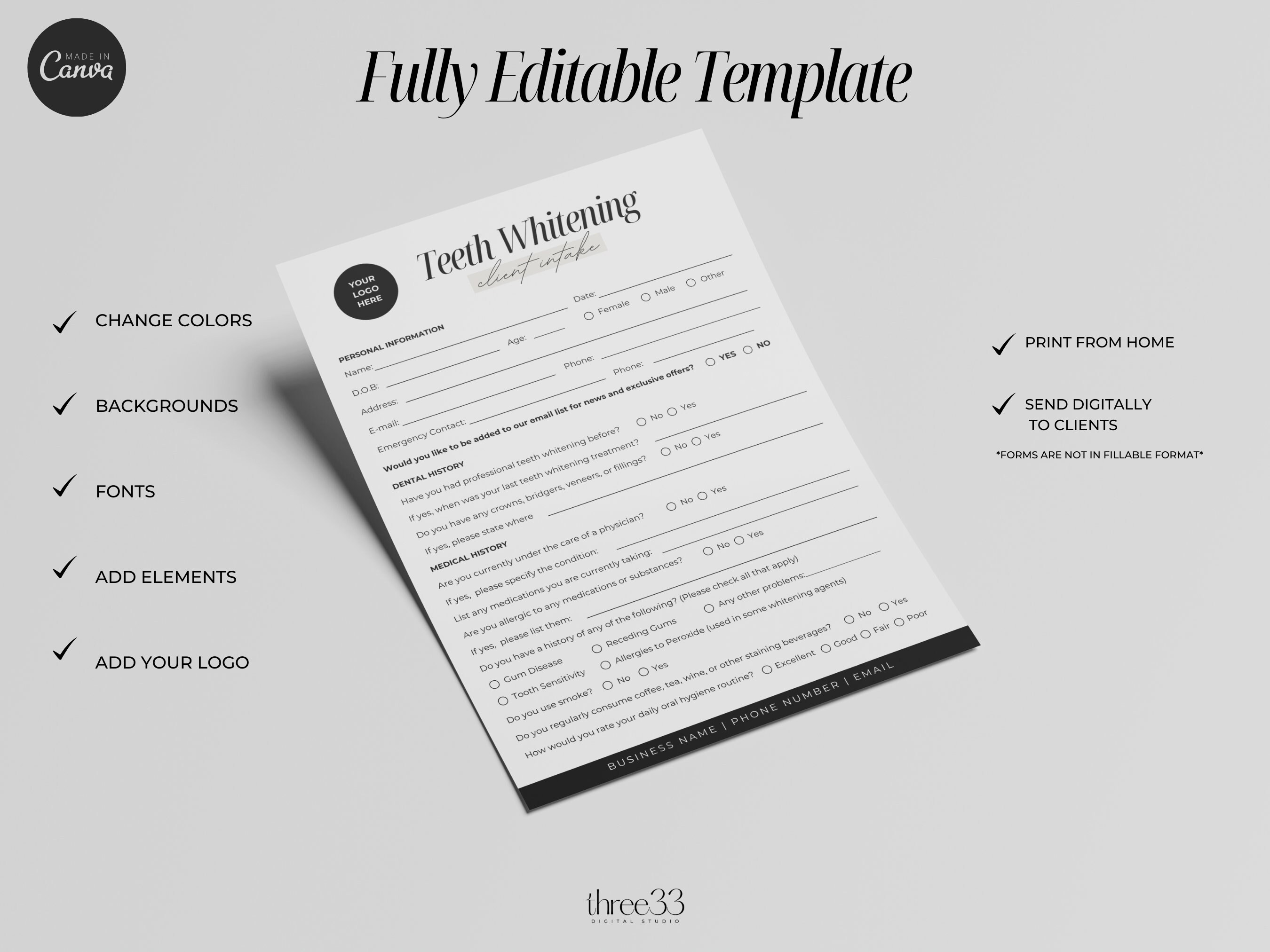 Teeth Whitening Consent Form, Teeth Whitening Client Intake Forms, Esthetician Consent Forms