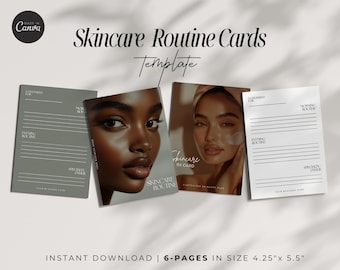 Skincare Routine Cards, Editable Esthetician Templates, Facial Treatment Forms, Client Aftercare Cards, Edit in Canva, Instant Download,