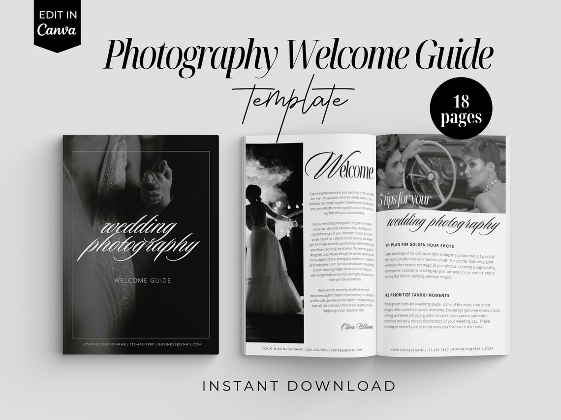 Photography Welcome Guide.pdf Photography Welcome Guide Template, Wedding Photography, Canva Welcome ...