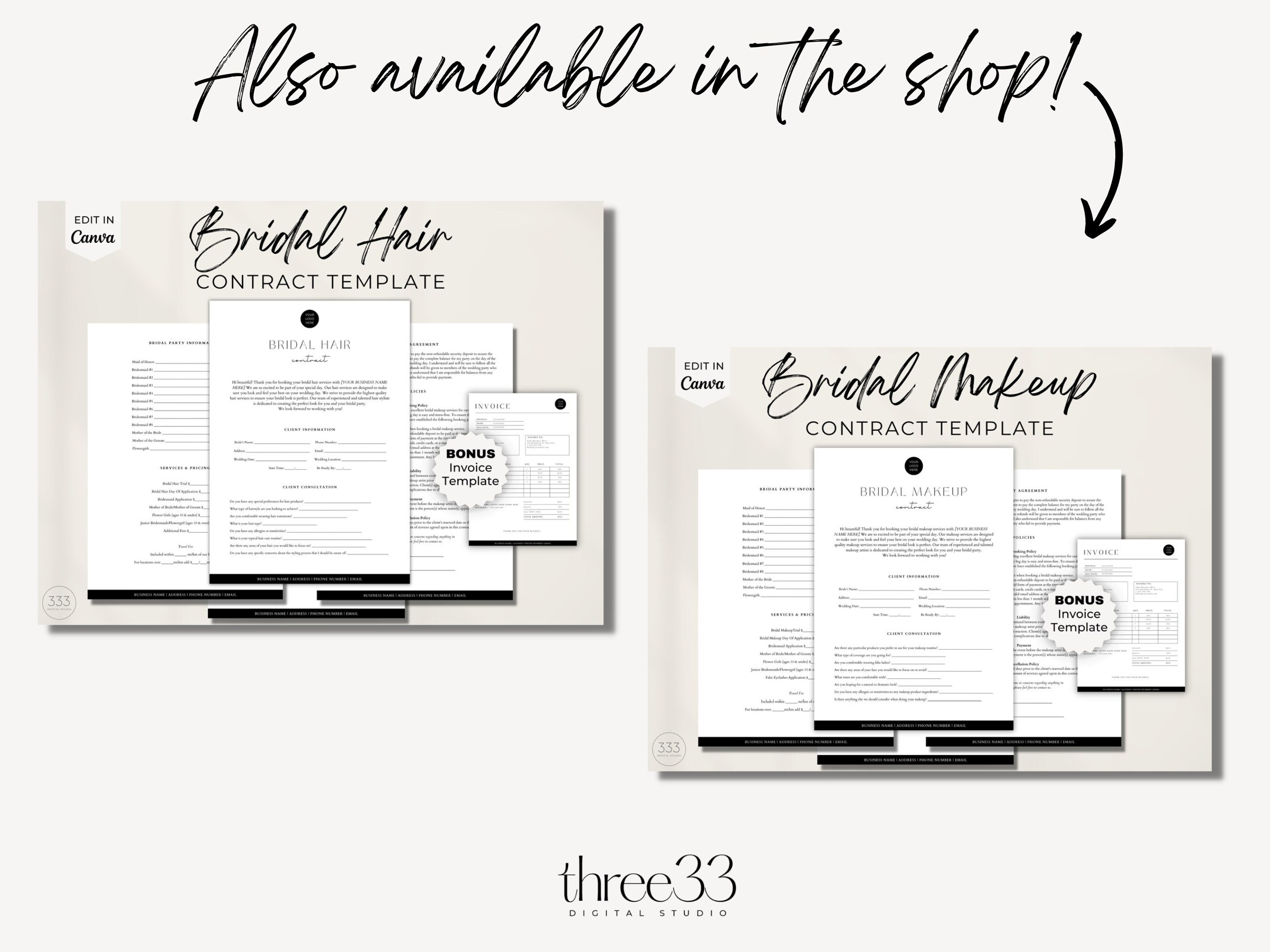 Editable Bridal Services Contract, MUA Client Forms, Wedding Contract ...