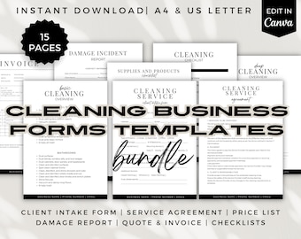 Cleaning Business Forms Templates Bundle (Canva, A4 & US Letter) (Digital Download)
