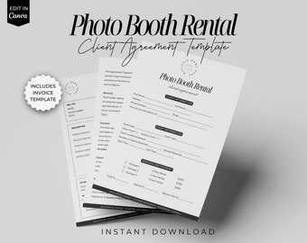 Photo Booth Rental Agreement Template, Editable Contract (Canva)