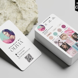 Carte de visite Instagram, carte de visite IG, modèles d’esthéticienne, modèle de maquilleur, carte de visite code QR, petite entreprise, carte de bricolage