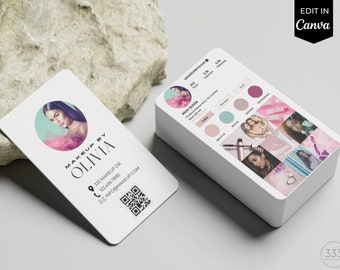 Wizytówka Instagram, Wizytówka IG, Szablony dla kosmetologów, Szablony dla wizażystów, Wizytówka z kodem QR, Mała firma, Karta DIY