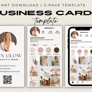 Instagram Business Card, Editable Esthetician Templates, Business Card Template, Skincare Template, QR Code Business Card, Small Business