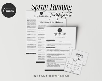 Spray Tan Client Intake Forms, Consent, Aftercare Canva Templates (Digital Download)