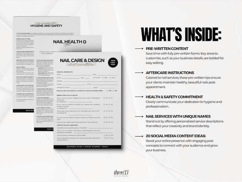 Nail Technician Form, Nail Consent Form Template, Client Intake Forms ...