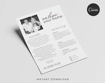 Home Offer Letter Template, Letter To Seller, We Love Your Home Letter, Buyer Offer Letter, Editable Home Offer, Canva Template, Home Buyer