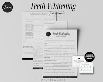 Teeth Whitening Consent Form, Teeth Whitening Client Intake Forms, Esthetician Consent Forms, Teeth Business Forms, Dental Consent Form,