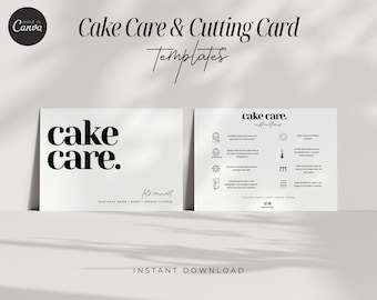 Editable Cake Care Card, Minimalist Bakery Instructions (Canva Template)