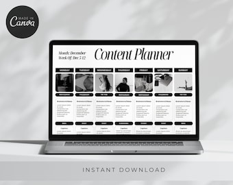 Plantilla de planificador de contenido, planificador de redes sociales, calendario de contenido para redes sociales, planificador de contenido digital, seguidores de Instagram, plantilla de Canva