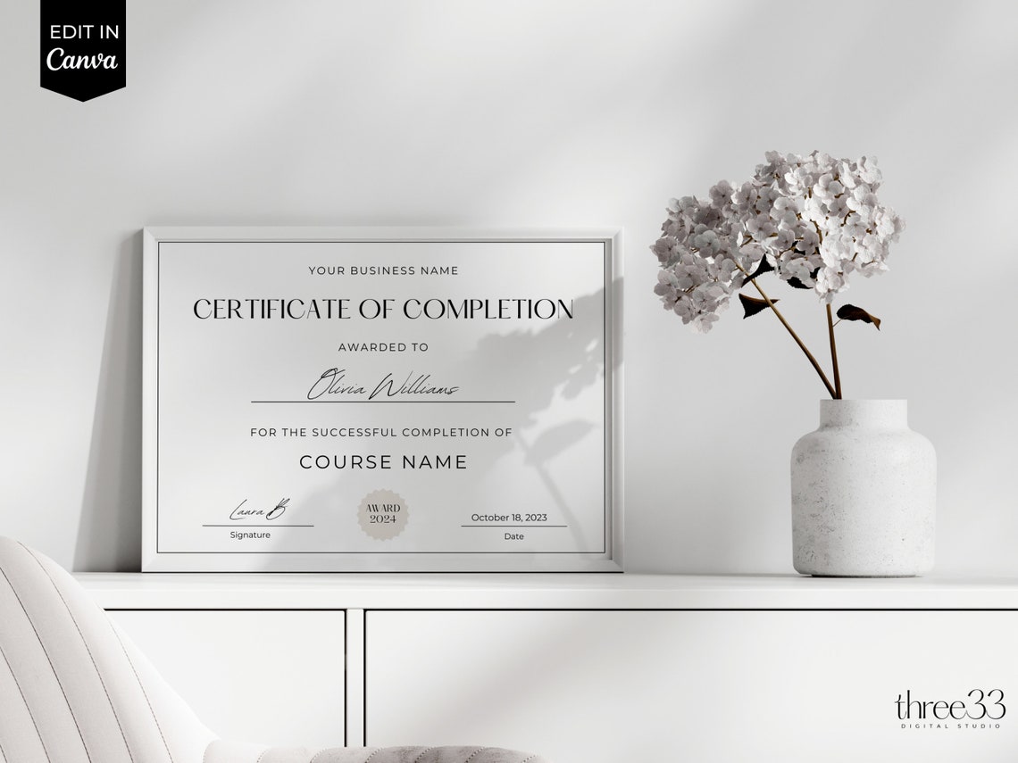Editable Training Certificate Template Certificate of Completion