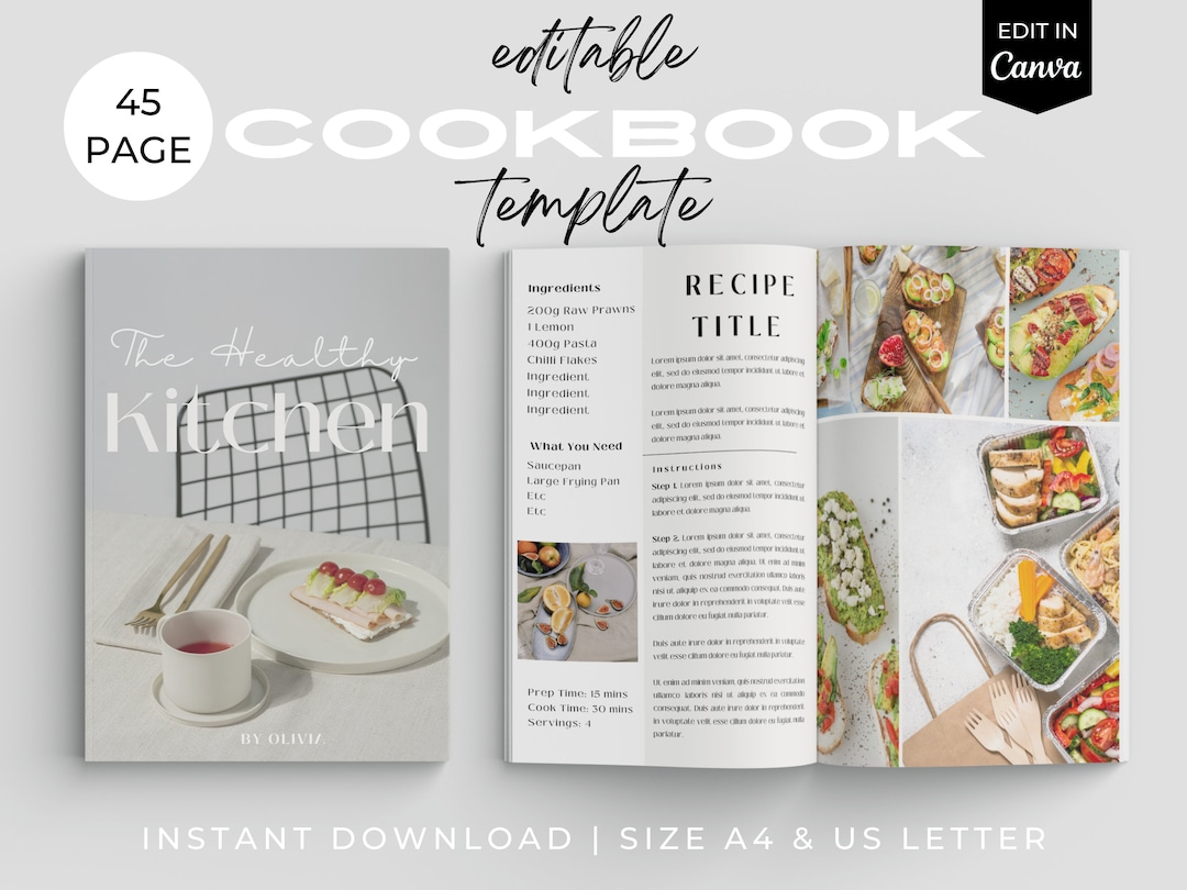 Cookbook Template, Recipe Book Template, Ebook Template Canva, Recipe ...