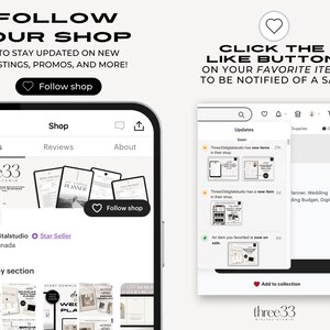 Puede incluir: Captura de pantalla de una p&aacute;gina de tienda Etsy para three33digitalstudio. La tienda ofrece planificadores digitales, hojas de trabajo y otros art&iacute;culos imprimibles. La tienda ha realizado m&aacute;s de 1.126 ventas y es un vendedor destacado. La imagen muestra una variedad de productos, que incluyen un planificador de bodas, un planificador semanal y un planificador de presupuesto. La tienda tambi&eacute;n tiene un bot&oacute;n "Seguir tienda".