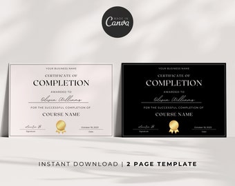 Editable Training Certificate Template, Certificate Of Completion Template, Canva Editable Certificate,  Lash Certificate of Completion