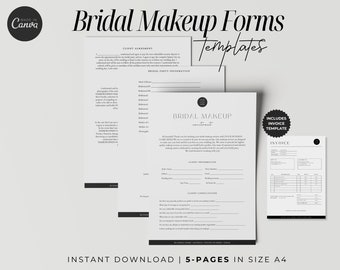 Plantilla de contrato de maquillaje nupcial, formularios para clientes de maquillaje (plantilla de Canva)