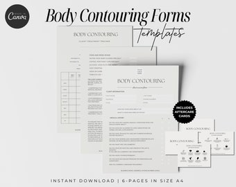 Formularios de admisión para contorno corporal, plantilla de Canva para esteticistas (descarga digital)