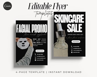 Facial Specials Flyer Template, Esthetician Marketing (Digital Download)