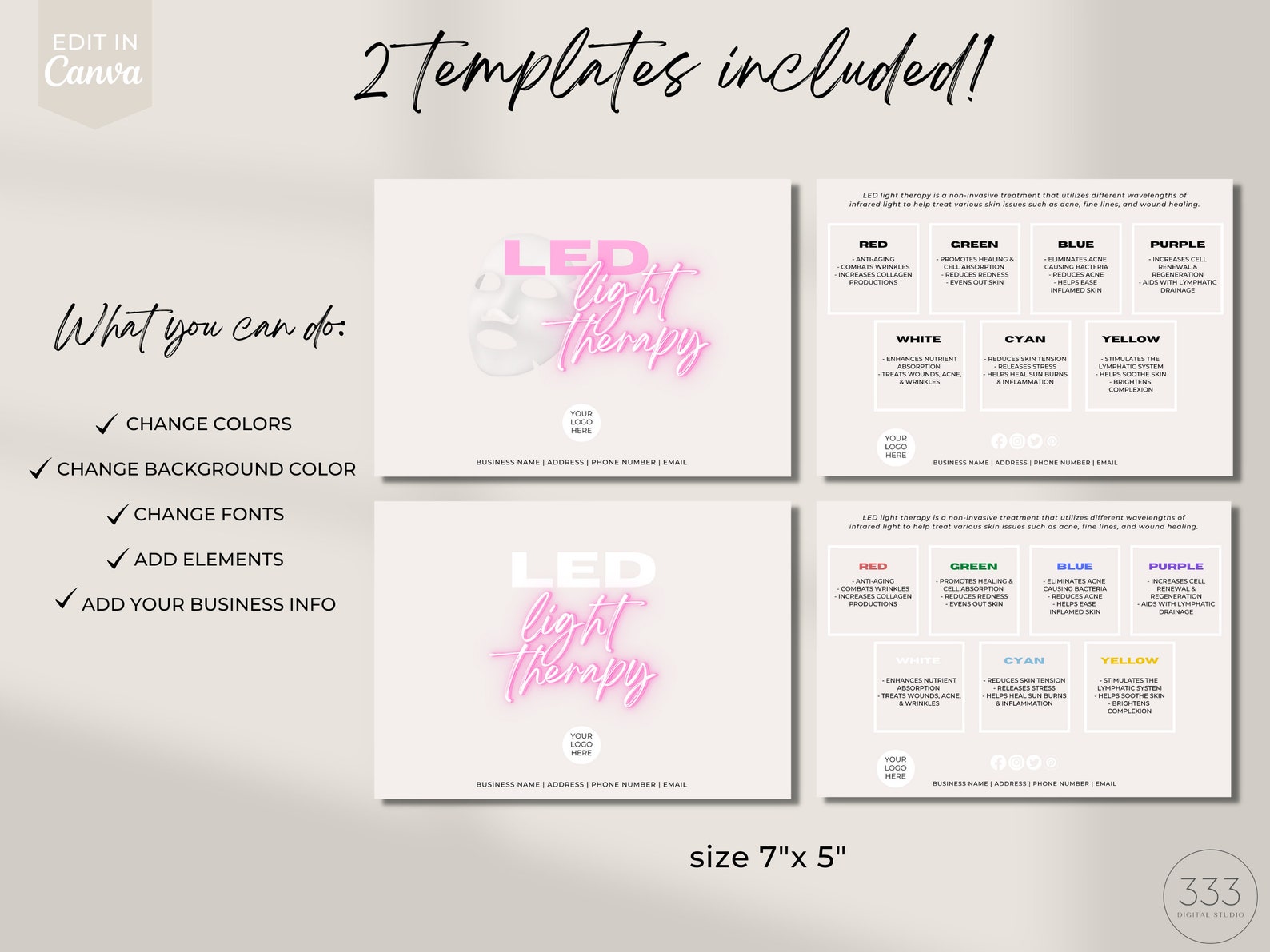 Editable LED Light Therapy Template, Esthetician Client Forms (canva ...