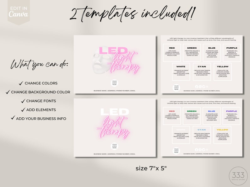 Editable LED Light Therapy Template, Esthetician Client Forms (canva ...