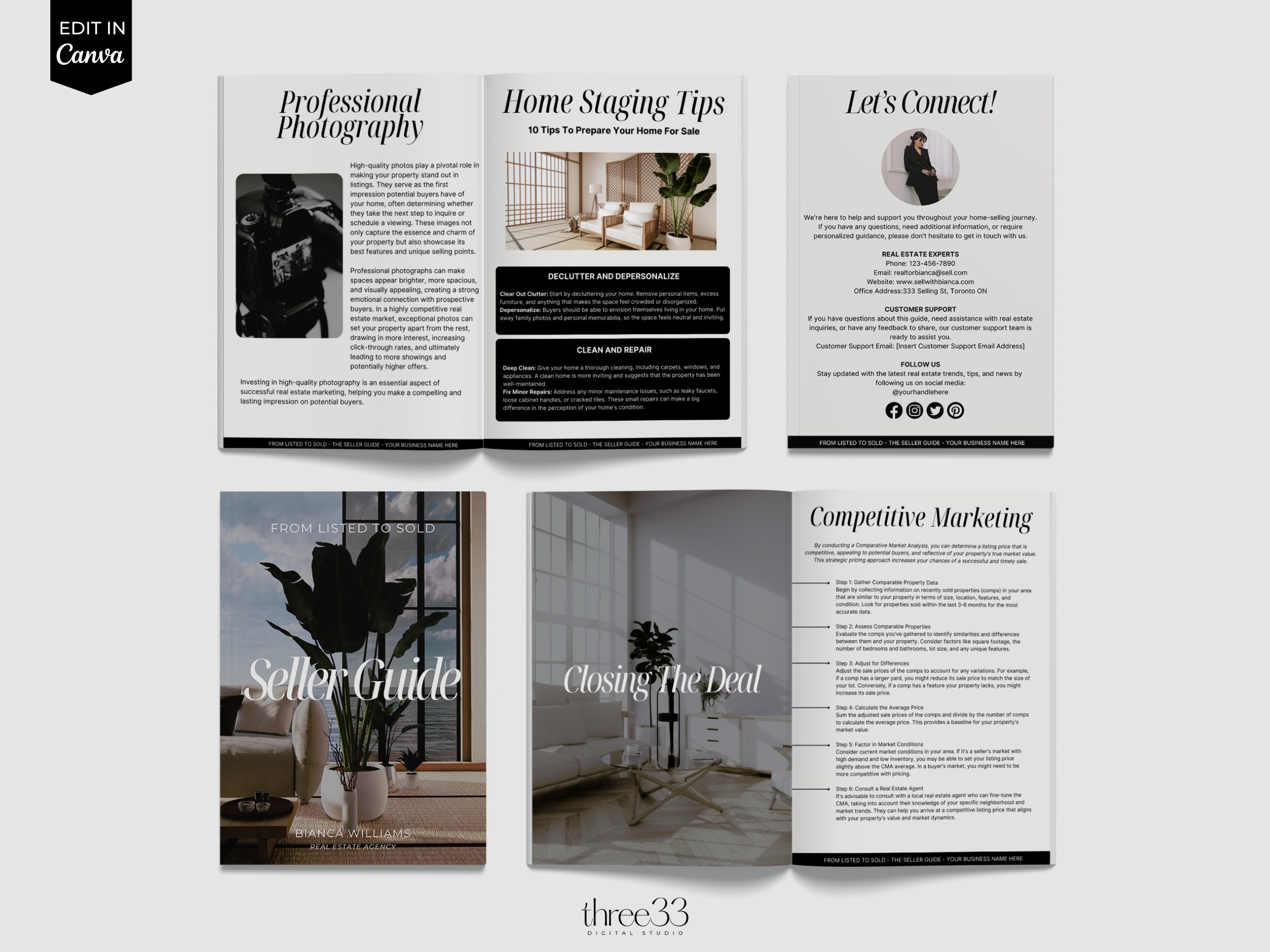 Seller Setting Page Example Luxury Real Estate Seller Guide Canva Template, 70-page (digital ...