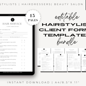 Hairstylist Client Forms, Hair Salon Templates, Contract Templates, Bridal Contract, Hair Extensions, Hairstylist Form, Client Intake Forms