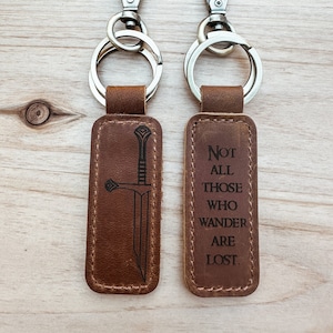 Sword of the King Leather Keychain