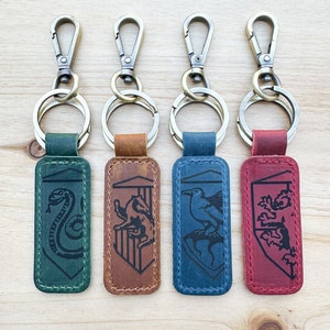 Wizard House Leather Keychain