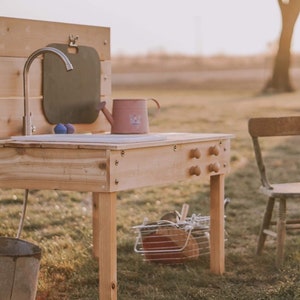 Mud Kitchen & Water Table Combo Handcrafted in USA - Outdoor Sensory Activity Set